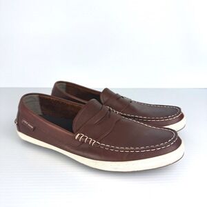 Cole Haan Mens Brown Leather ZeroGrand Penny Loafer Slip On Contrast Stitching 9